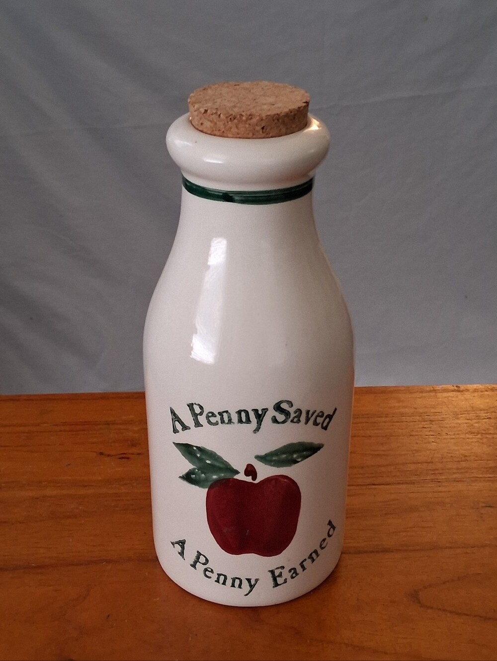 Vintage Crock Shop Ceramic Milk Bottle Coin Bank